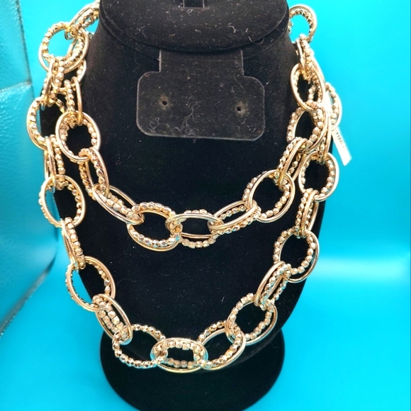 Liz Claiborne Long Silver Chunky Double Link Necklace! - Picture 2 of 11